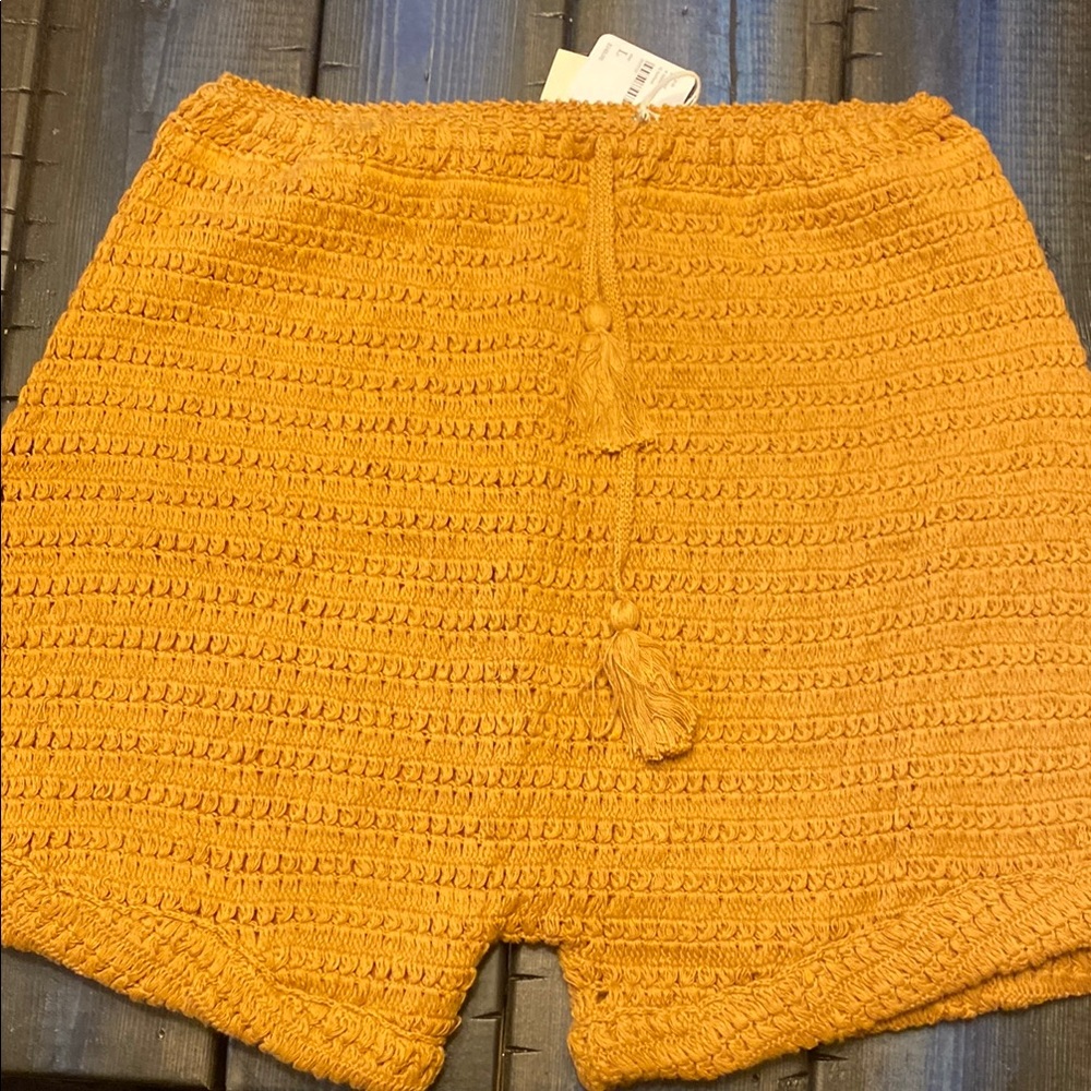 Free People Orange High Waist Crochet Shorts